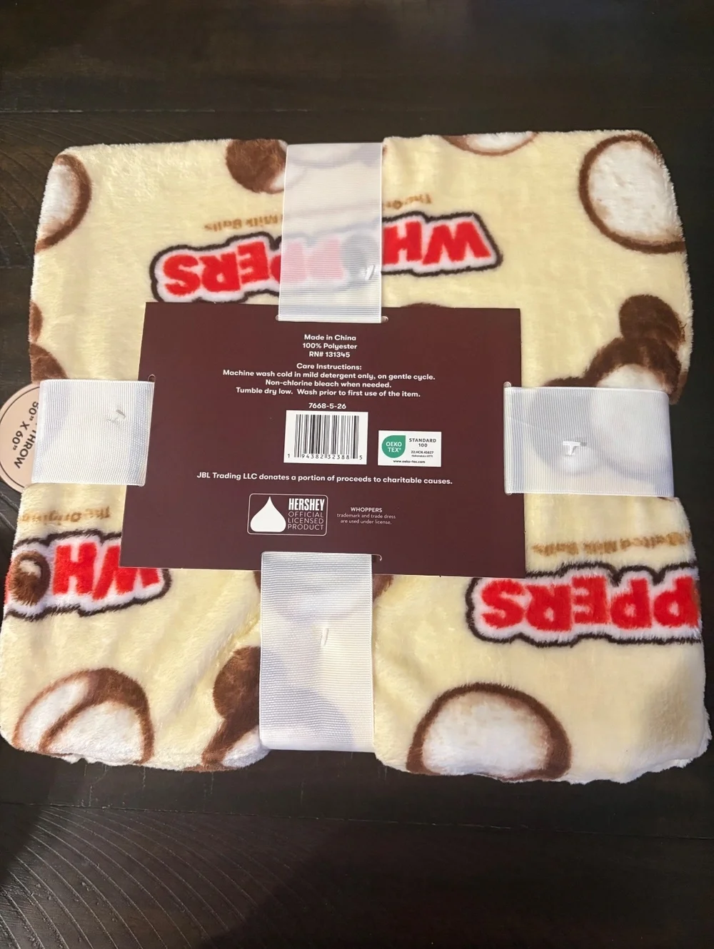 Whoppers Plush Throw Blanket 50 x 60 Candy Logo Fleece Cream Brown New